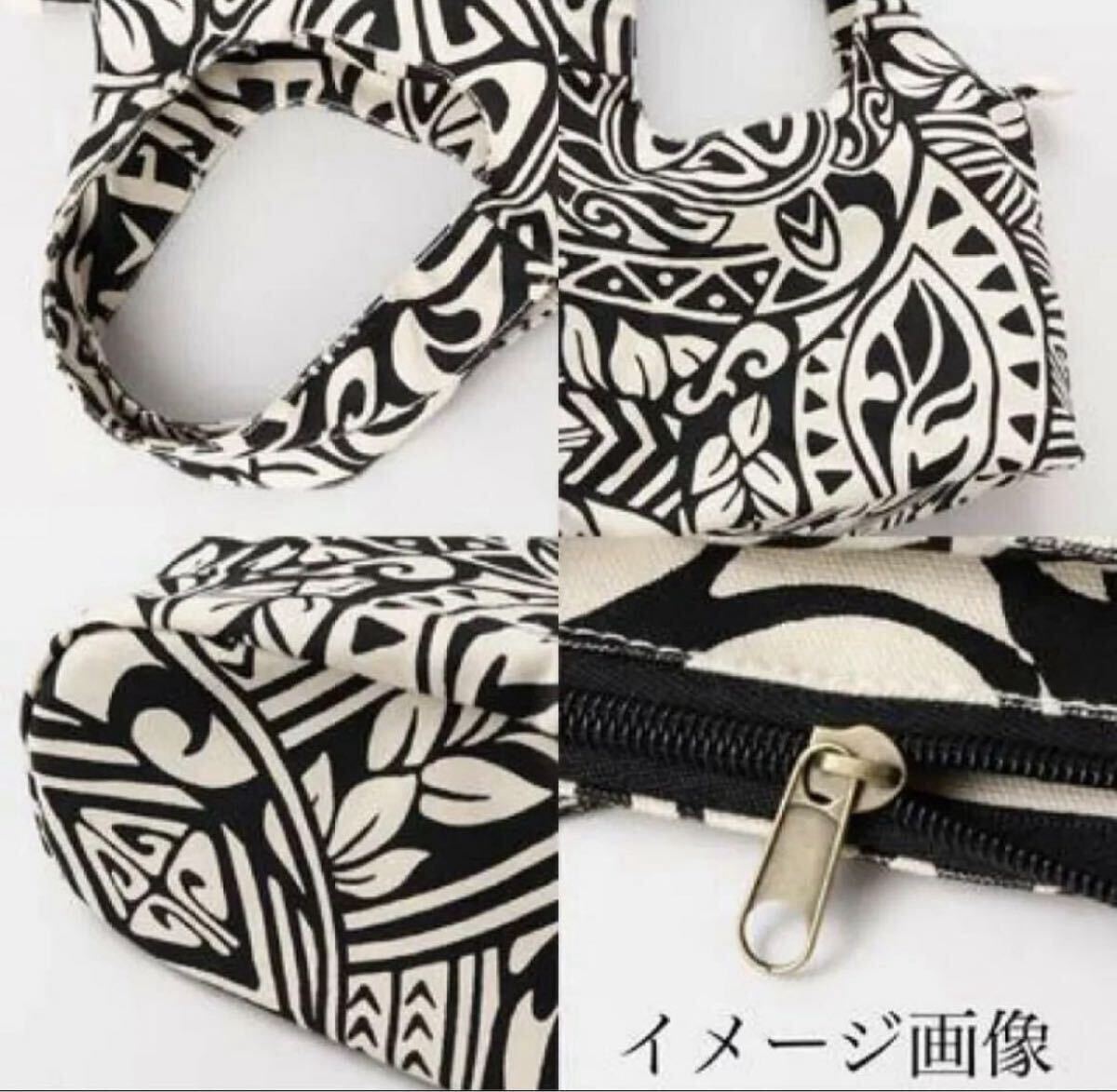 新品ハワイアン ポリネシアントライバルトートバッグ レディースミニバッグ　　ネイビー_画像3