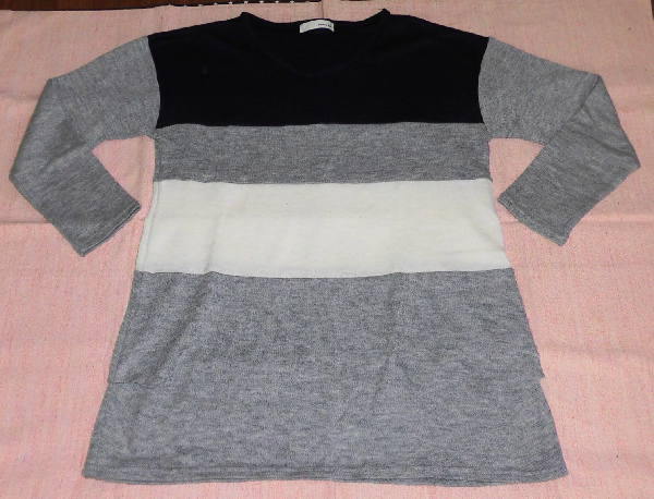 中古　SHOO・LA・RUEの長袖チュニック　Ｍ　紺・グレー・白_画像1