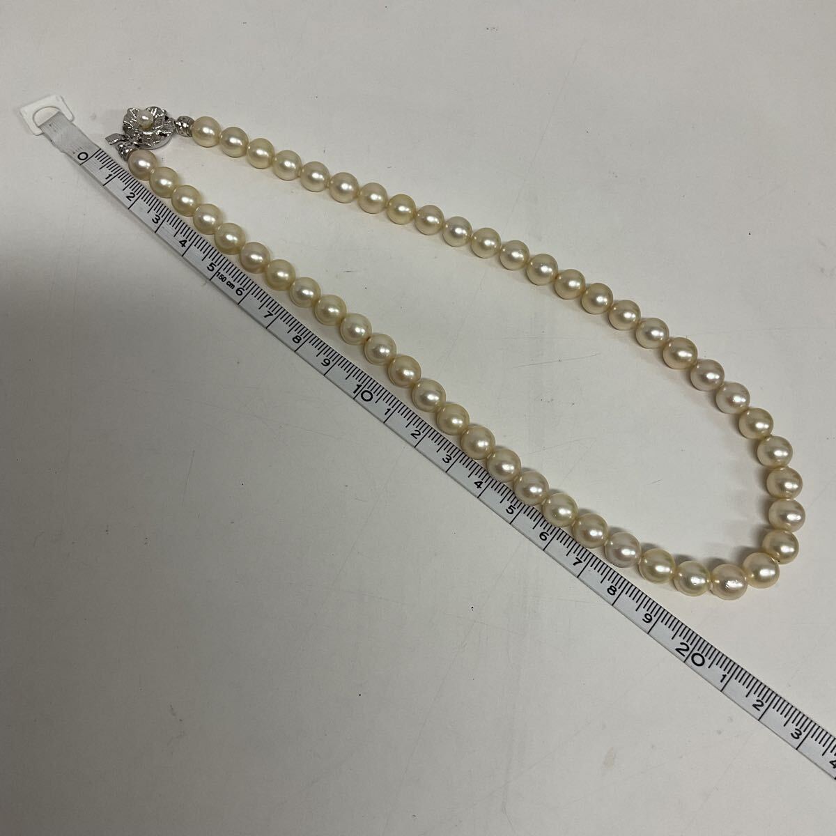 営KZ881-60◆ パール 真珠 ネックレス 留め具シルバー刻印 パールサイズ約：8mm 総重量43g フォーマルアクセサリー_画像5