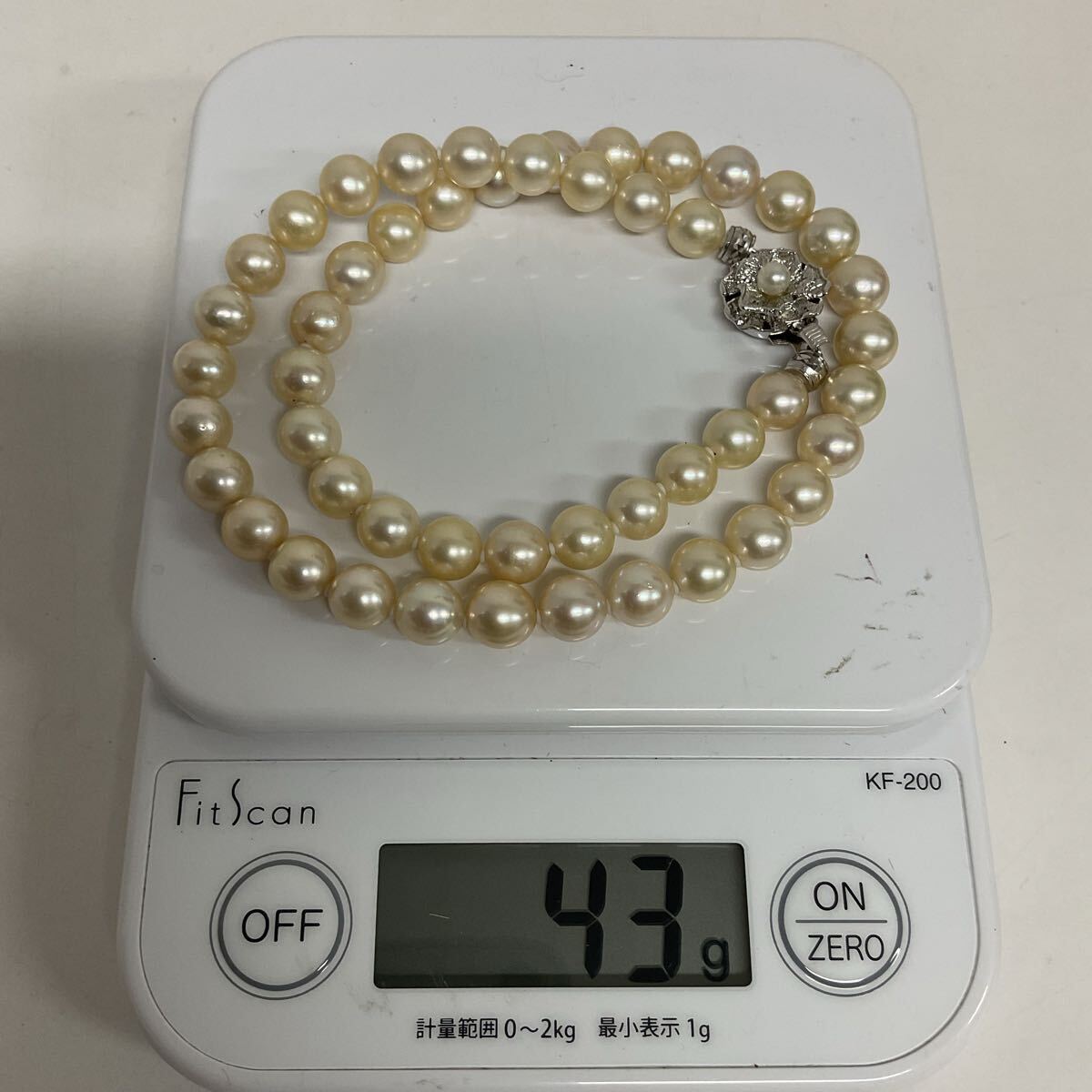 営KZ881-60◆ パール 真珠 ネックレス 留め具シルバー刻印 パールサイズ約：8mm 総重量43g フォーマルアクセサリー_画像7