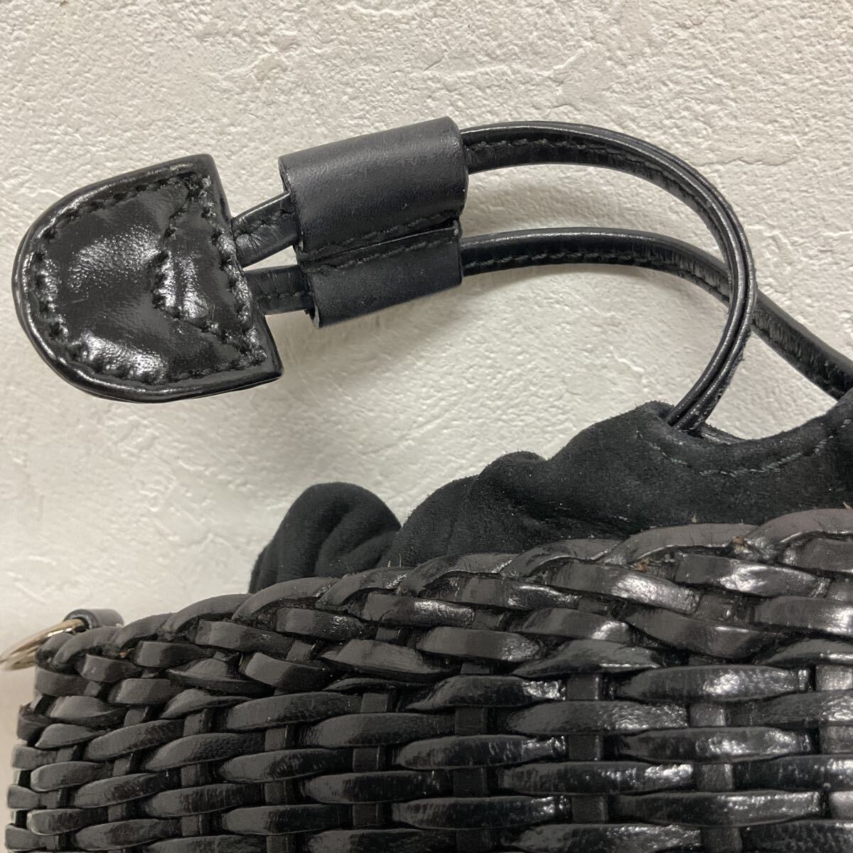 代EB166-60◆ GUCCI グッチ 001.1046.1749 ブラック 籠 カゴバッグ 編み込み ミニショルダーバッグ_画像10