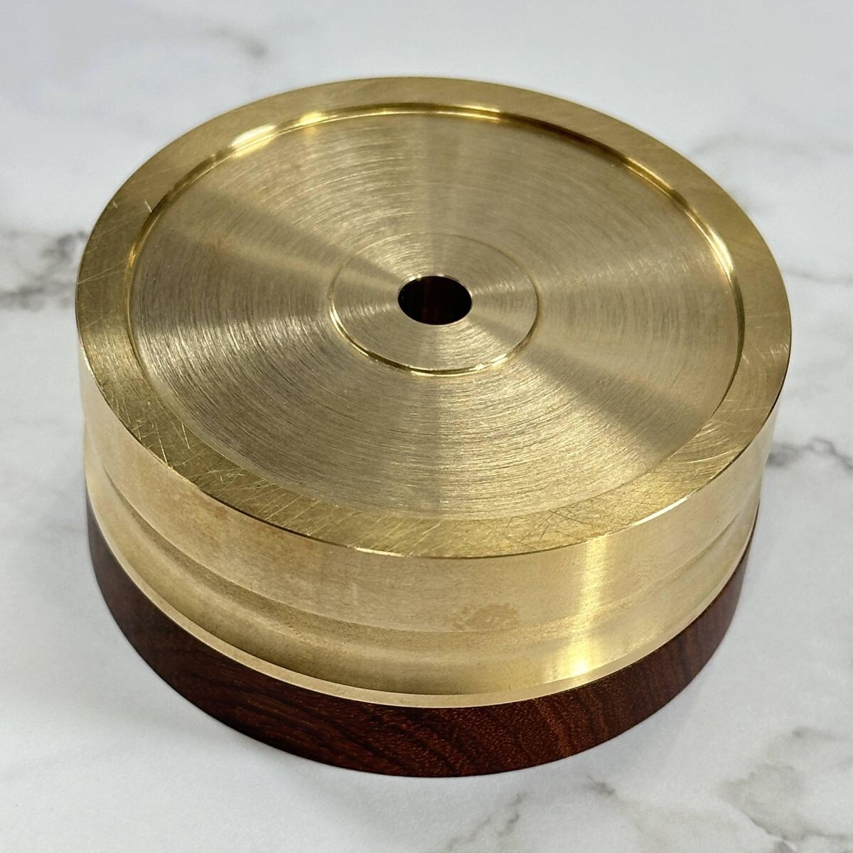 ディスクスタビライザー 真鍮 x アフリカンパドック 特注品 YAMAHA YDS-3 形状 ターンテーブル プレーヤー レコード ハイエンド U1632_画像2