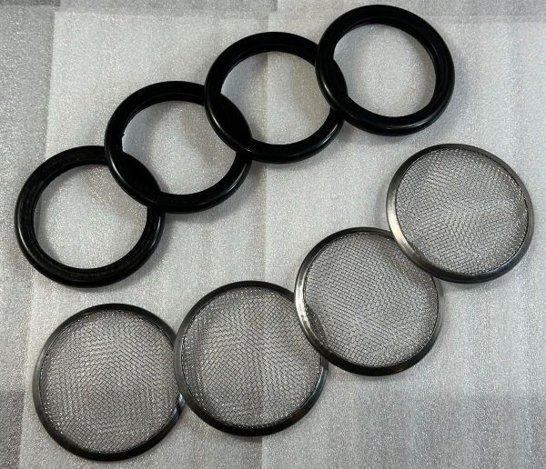 ■送料無料 取付バンド付 ステンレス製 汎用 FCR TMR 等 ファンネルネット 粗目タイプ 車検対策 パワーフィルター メッシュ カバー U145_画像1