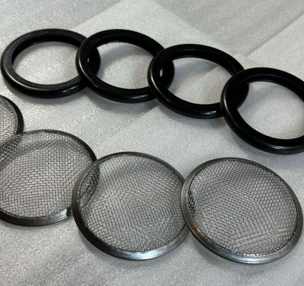 ■送料無料 取付バンド付 ステンレス製 汎用 FCR TMR 等 ファンネルネット 粗目タイプ 車検対策 パワーフィルター メッシュ カバー U145_画像2