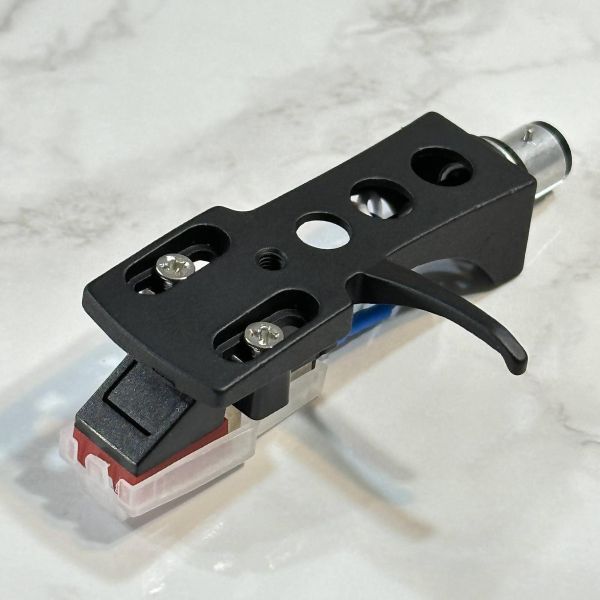 ヘッドシェル & MMカートリッジ 新品 OFCリード線 ブラック レコード 金メッキ ターンテーブル LP プレーヤー アナログ 針 U543_画像1