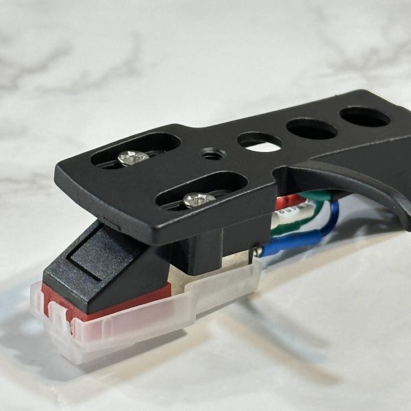 ヘッドシェル & MMカートリッジ 新品 OFCリード線 ブラック レコード 金メッキ ターンテーブル LP プレーヤー アナログ 針 U543_画像2