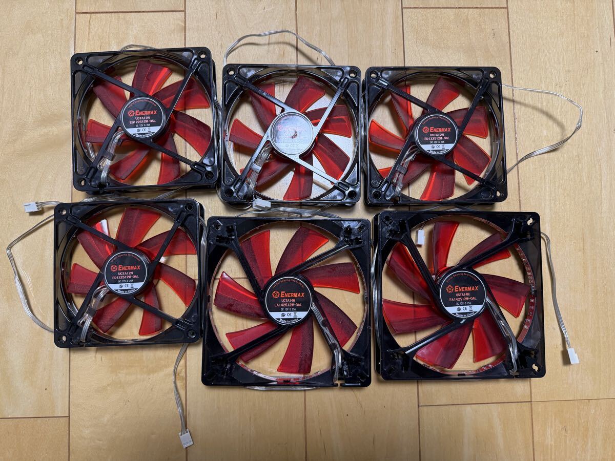 Enermax ケースファン レッド 140mm×2個 120mm×4個 エナーマックス FAN EA142512W-OAL ED122512W-OAL_画像1