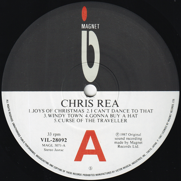 帯付LP☆ クリス・レア ダンシング・ウィズ・ストレンジャー（MAGNET VIL-28092）CHRIS REA Dancing With Strangers【Mark Entwisle】_画像4