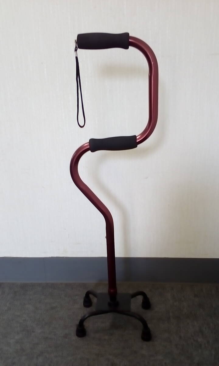 ◇四点杖　2段型　S字　伸縮　高さ調節可能　アルミ製　750g　軽量　歩行補助　高齢者　杖　中古品_画像4