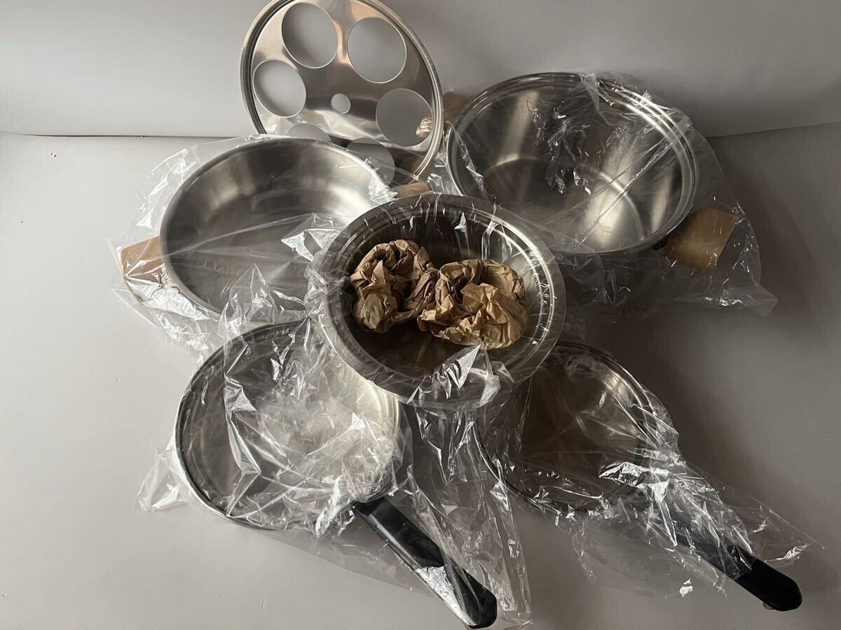 未使用 ステンレス 片手鍋 両手鍋 クイーンクックウェアセット 調理器具 なべ アムウェイ 長期保管 蒸し鍋 鍋 _画像1