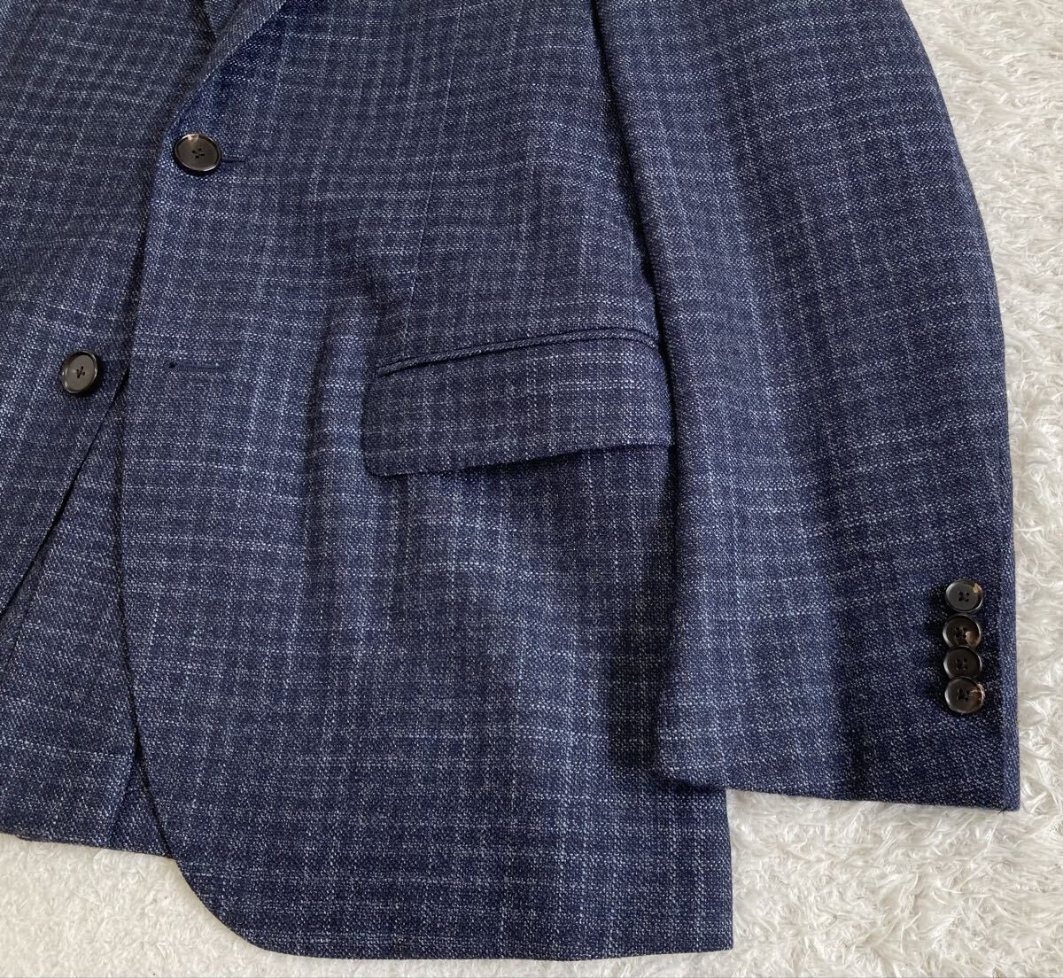 トゥモローランド ピルグリム/PILGRIM【伊】ロロピアーナ「SILK AIR」Super130'sウール/シルク/カシミヤ 2B ジャケット L位 48 ネイビー_画像9