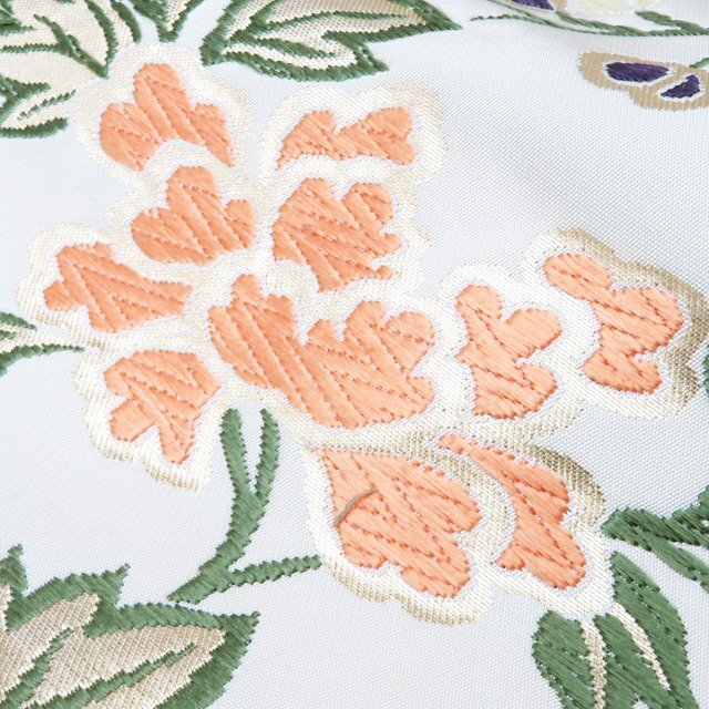 特選 袋帯 中古 リサイクル 正絹 フォーマル 仕立て上がり 六通 能裳唐花文様 箔糸 オフホワイト 多色 金 きもの北條 A1278-16_画像2