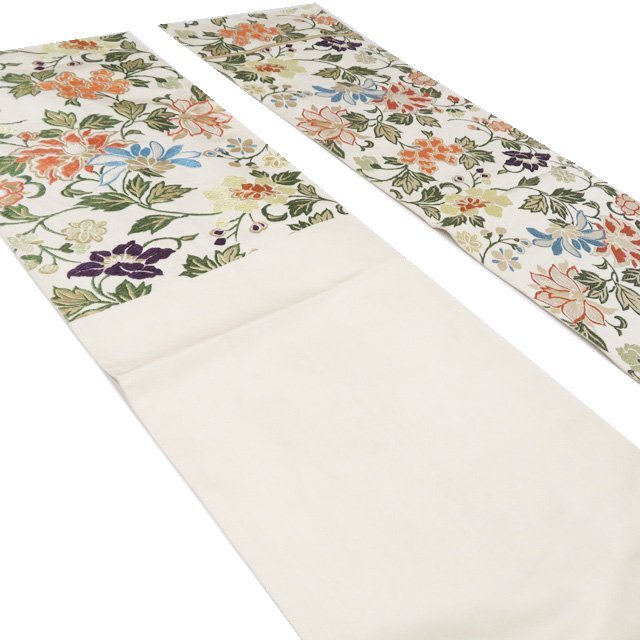 特選 袋帯 中古 リサイクル 正絹 フォーマル 仕立て上がり 六通 能裳唐花文様 箔糸 オフホワイト 多色 金 きもの北條 A1278-16_画像5