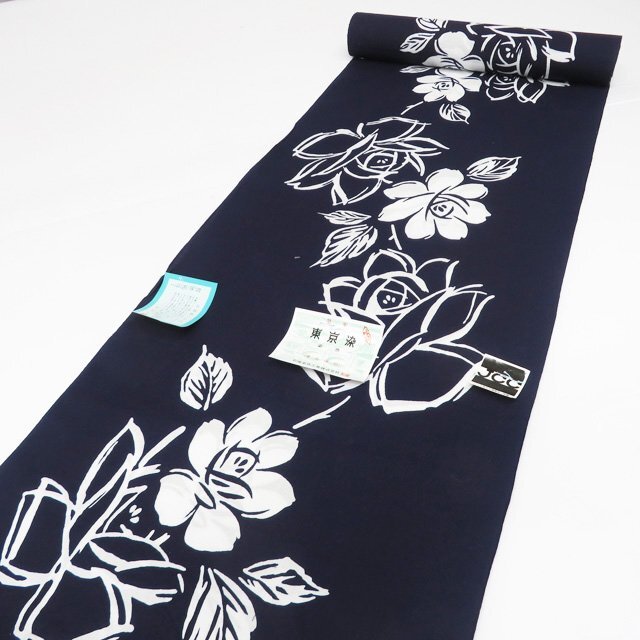 ★きもの北條★ 浴衣　花模様　生地　木綿　反物　T791-1_画像1