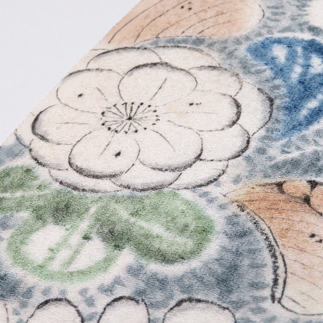 ★きもの北條★ 着尺　花の図　辻が花　付下げ　付け下げ　訪問着　未仕立て　正絹　反物　T808-9_画像3