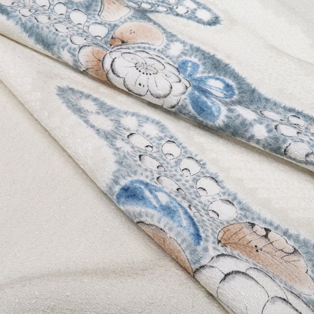 ★きもの北條★ 着尺　花の図　辻が花　付下げ　付け下げ　訪問着　未仕立て　正絹　反物　T808-9_画像4