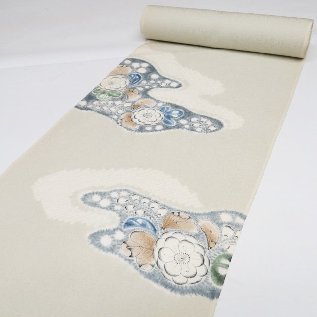 ★きもの北條★ 着尺　花の図　辻が花　付下げ　付け下げ　訪問着　未仕立て　正絹　反物　T808-9_画像1