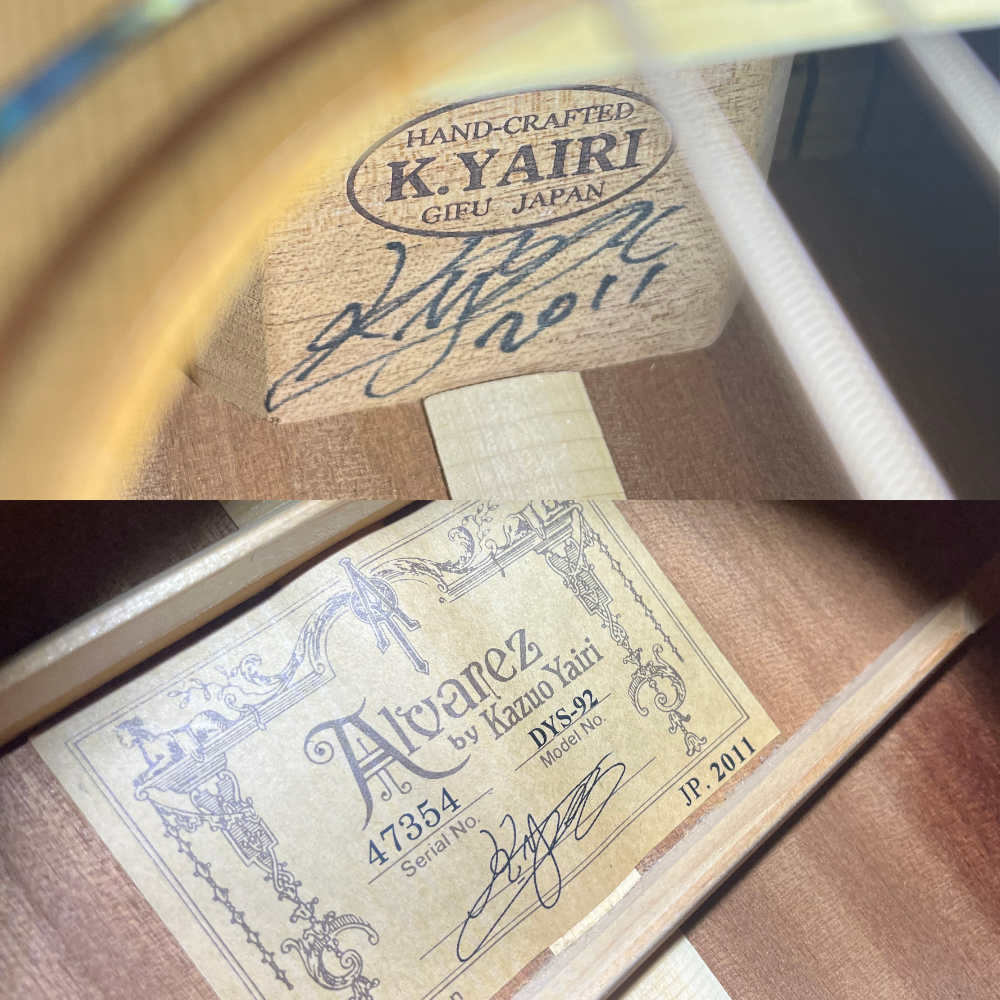 中古 アコースティックギター K.Yairi Alvarez DYS-92 2011年製 Kヤイリ アルバレス オール単板 日本製 Made in Japan_画像2