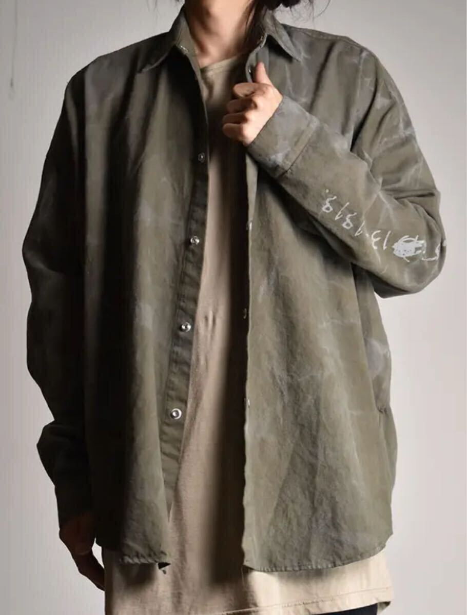 A.F ARTEFACT (エーエフアーティファクト) Vintage Dyed Coccon Shirts ヴィンテージダイ コクーンシャツカーキ サイズ1_画像3
