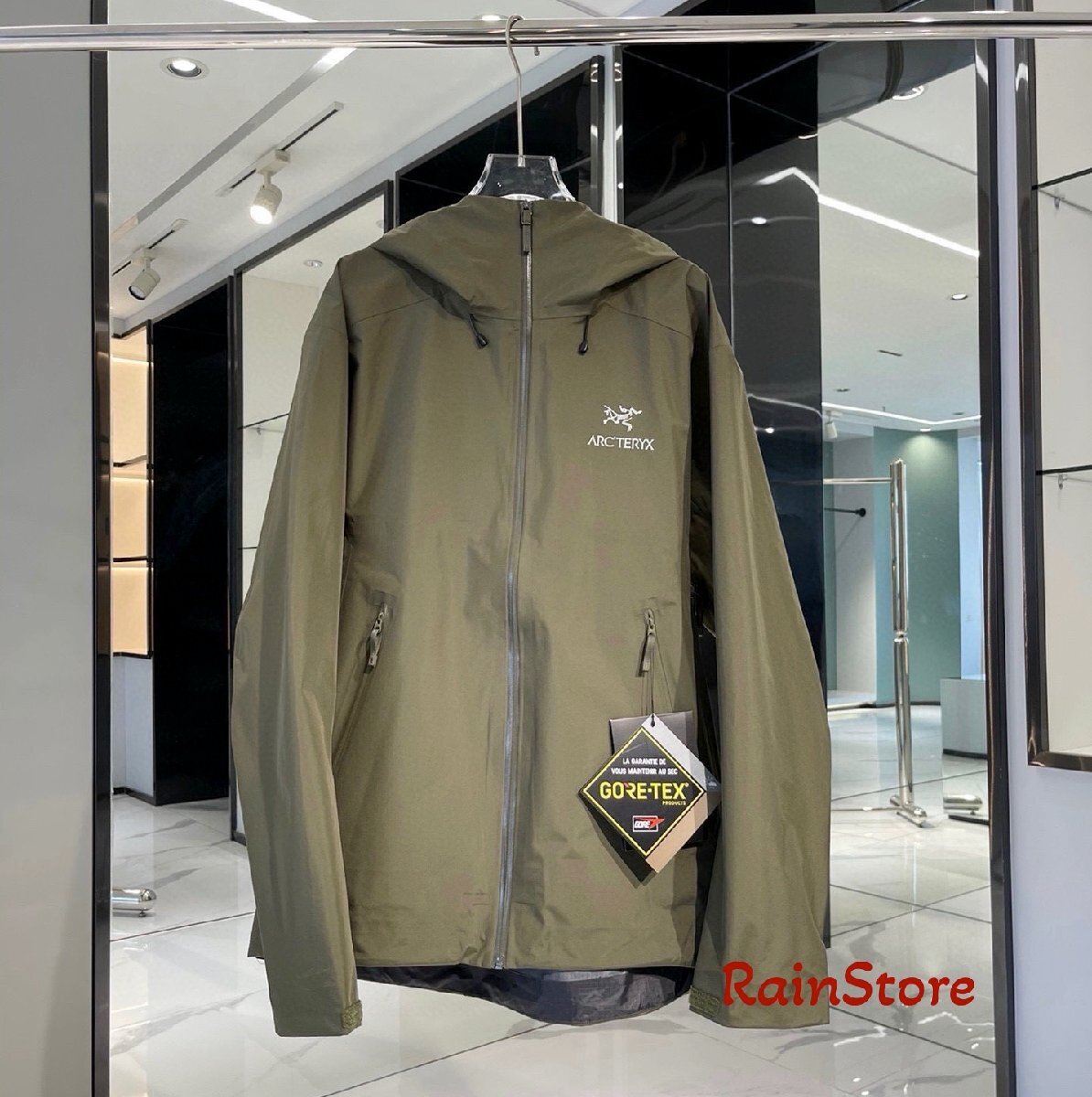 ARC'TERYX メンズマウンテンパーカー ブルゾン グリーン Lサイズ スキージャケット ウインドブレーカー BETA LT GORE-TEX 防風 フード付_画像1