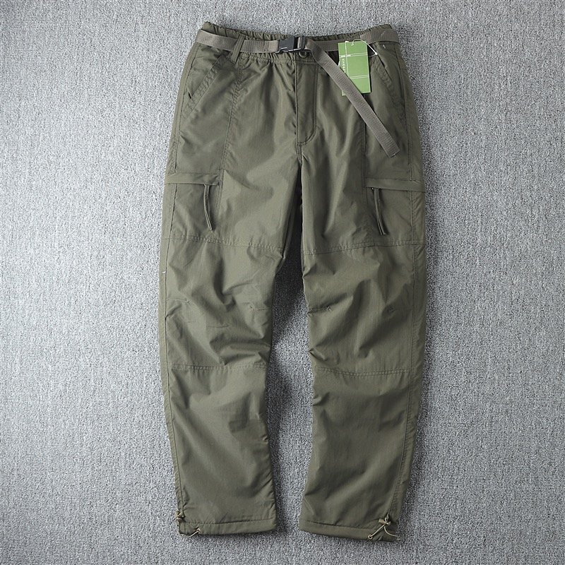メンズカーゴパンツ ワイドパンツ 長ズボン ワークパンツ ロングパンツ カジュアル ボトムス 綿 2XLサイズ ミリタリーグリーン 里起毛