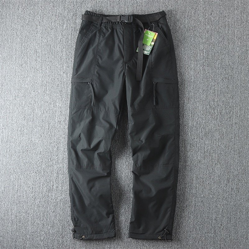 メンズカーゴパンツ ワイドパンツ 長(zhǎng)ズボン ワークパンツ ロングパンツ カジュアル ボトムス コットン 2XLサイズ ブラック 里起毛 軍パン