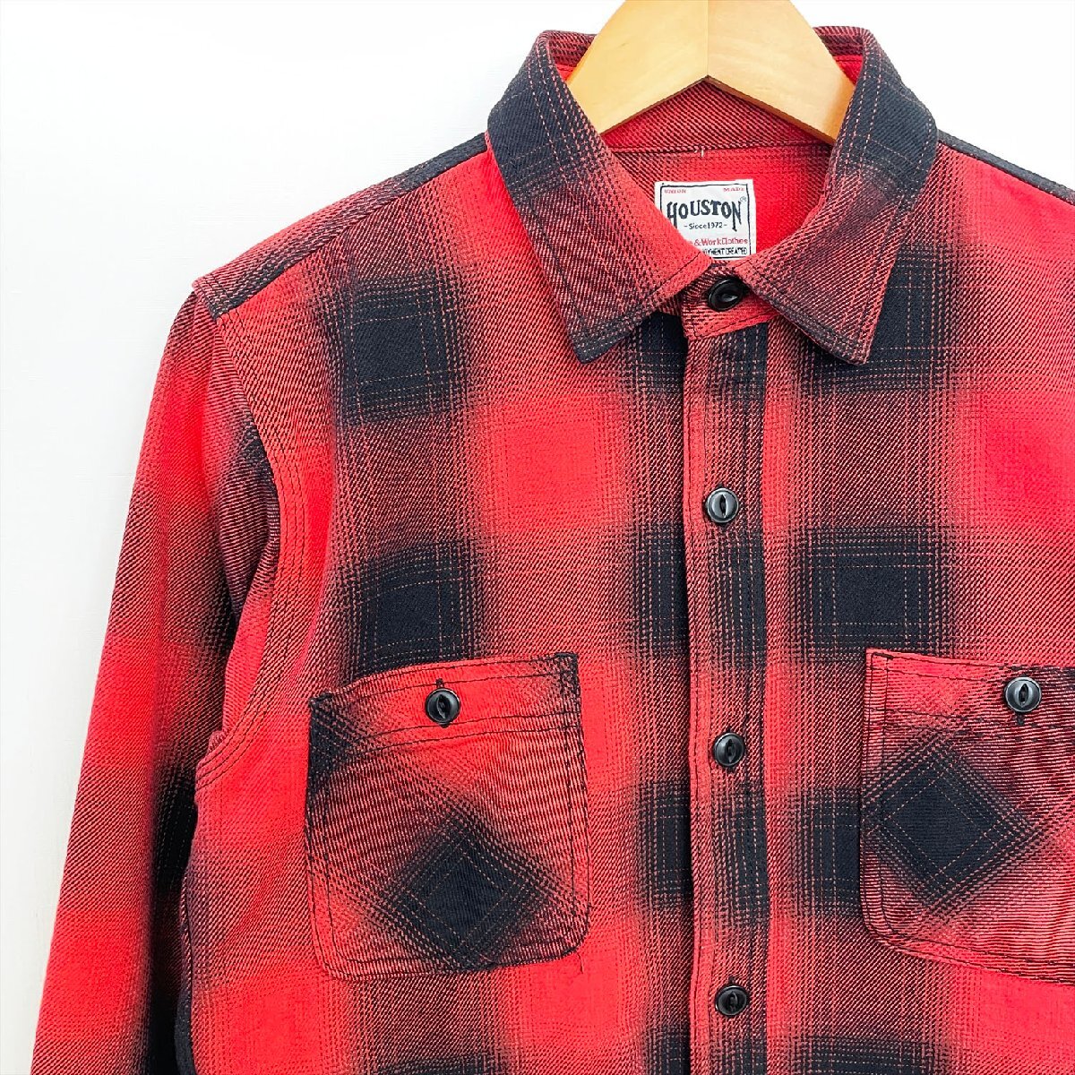 HOUSTON ヒューストン OMBRE CHECK VIYELLA SHIRT オンブレ― チェック ビエラ シャツ Js10-38_画像2