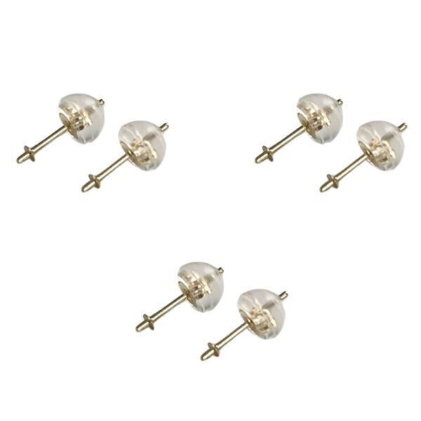 K10YG ピアス芯 シリコン ピアス キャッチ 3ペア 両耳用6個 10金 イエローゴールド ダブルロック 國産 ピアスポスト 線徑0.65ミリ