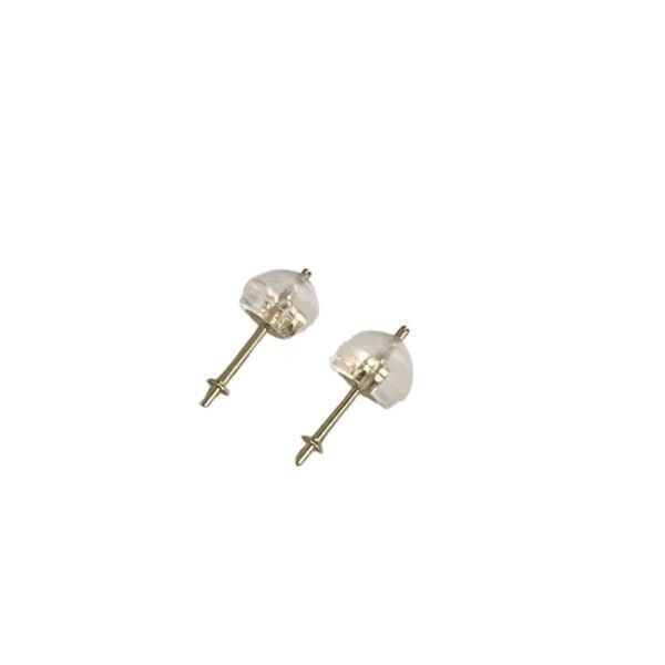 K10YG ピアス芯 シリコン ピアス キャッチ 2ペア 両耳用4個(gè) 10金 イエローゴールド ダブルロック 國産 ピアスポスト 線徑0.65ミリ