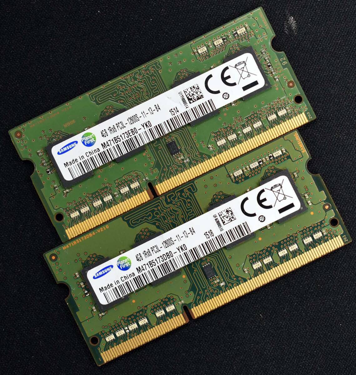 4GB 2枚組 (合計 8GB) PC3L-12800S DDR3-1600 S.O.DIMM 204pin 1Rx8 11-13-B4 (Samsung CHINA) [動作確認済 memtest86+] (管:SB0761 x3s_画像1