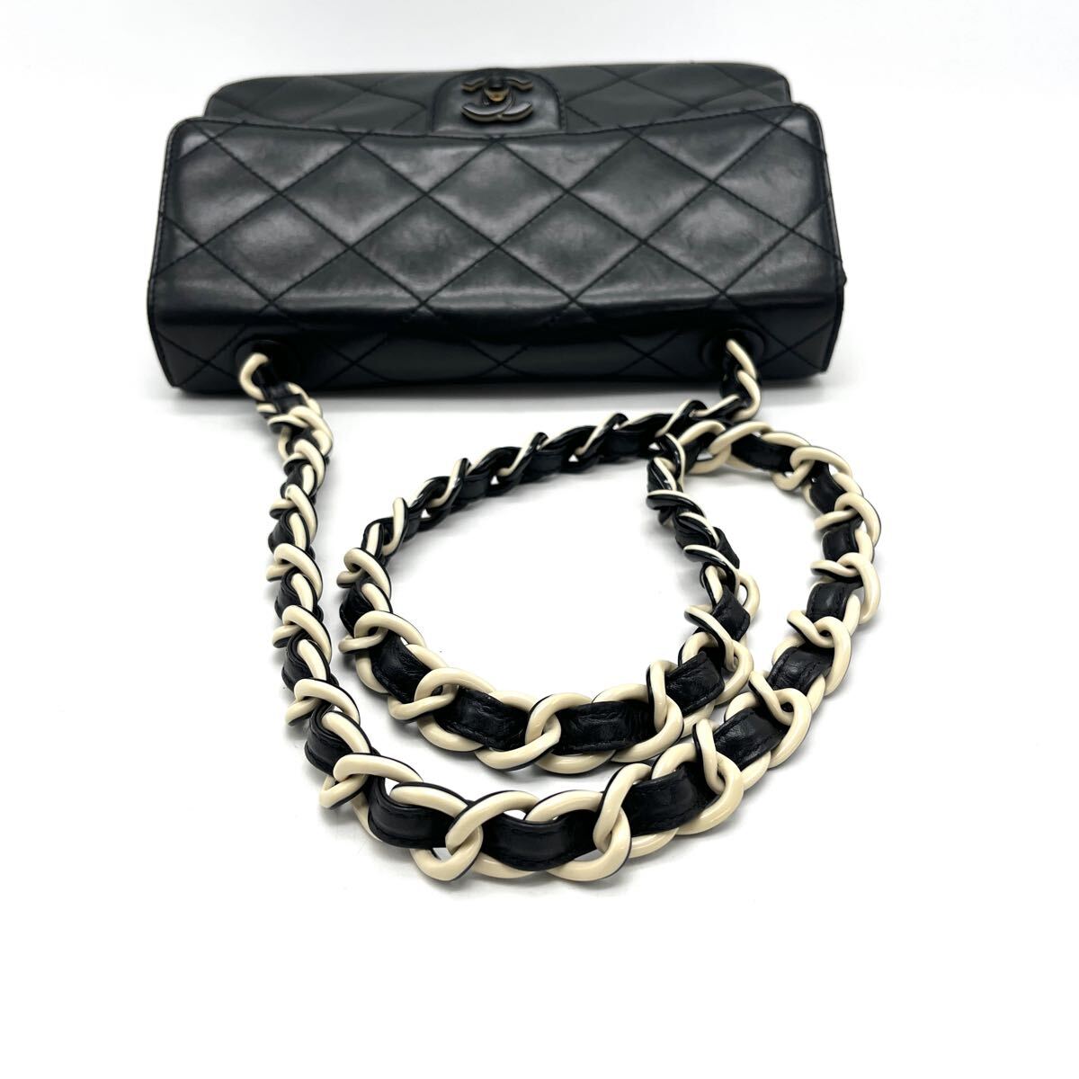 1円 良品 CHANEL シャネル マトラッセ ターンロック ココマーク レザー プラ チェーン ショルダー バッグ eH08143A_画像6