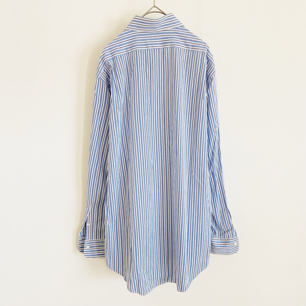 【90s'ポロバイラルフローレン】ポニー刺繍 長袖 ストライプシャツ/16/41表記/水色白紺/衝撃プライス!ヴィンテージフリーク待望★C40_画像6