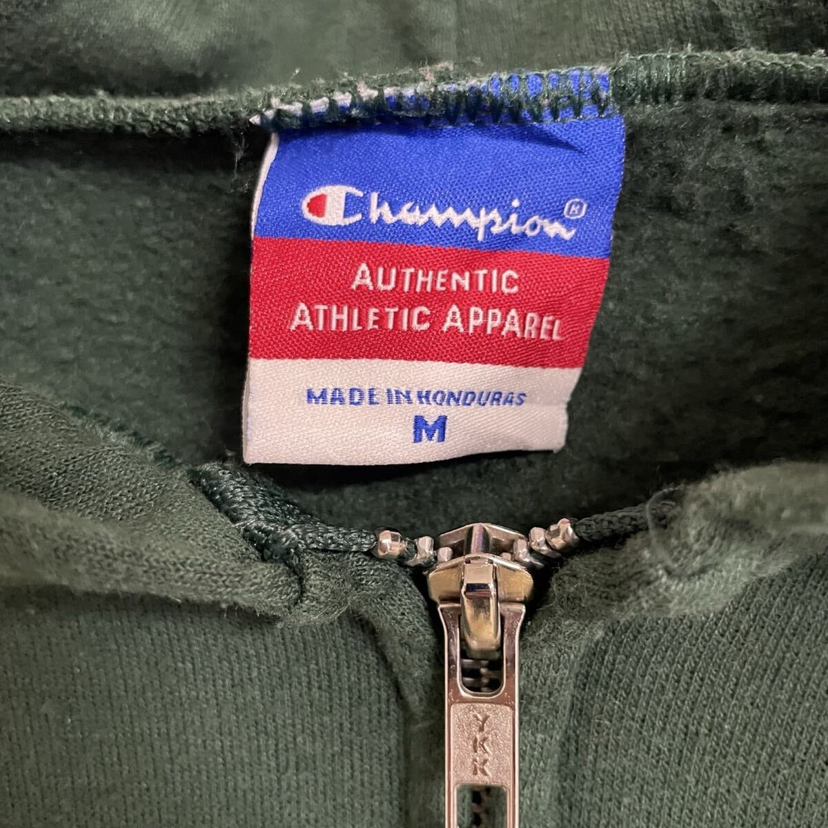 希少00s★【チャンピオン/オレンゴン/カレッジロゴ】スウェット ジップパーカー/深緑/M表記/衝撃プライス！1点限定販売★完全売切！C99_画像6