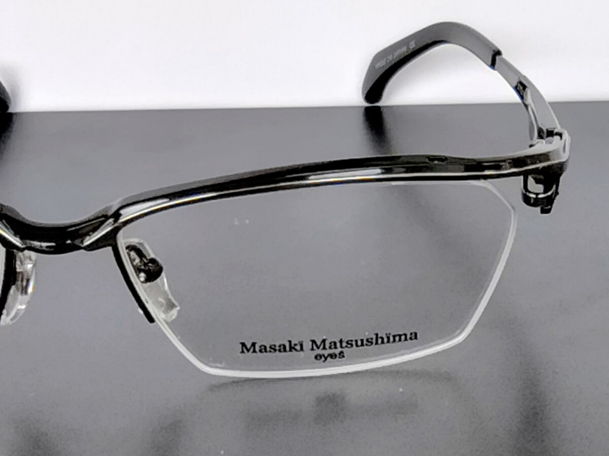 マサキマツシマ　Masaki Matsushima MF-1283 ③ブラック・ライトグレー 57 ナイロール 日本製 ケース付き 新品_画像4
