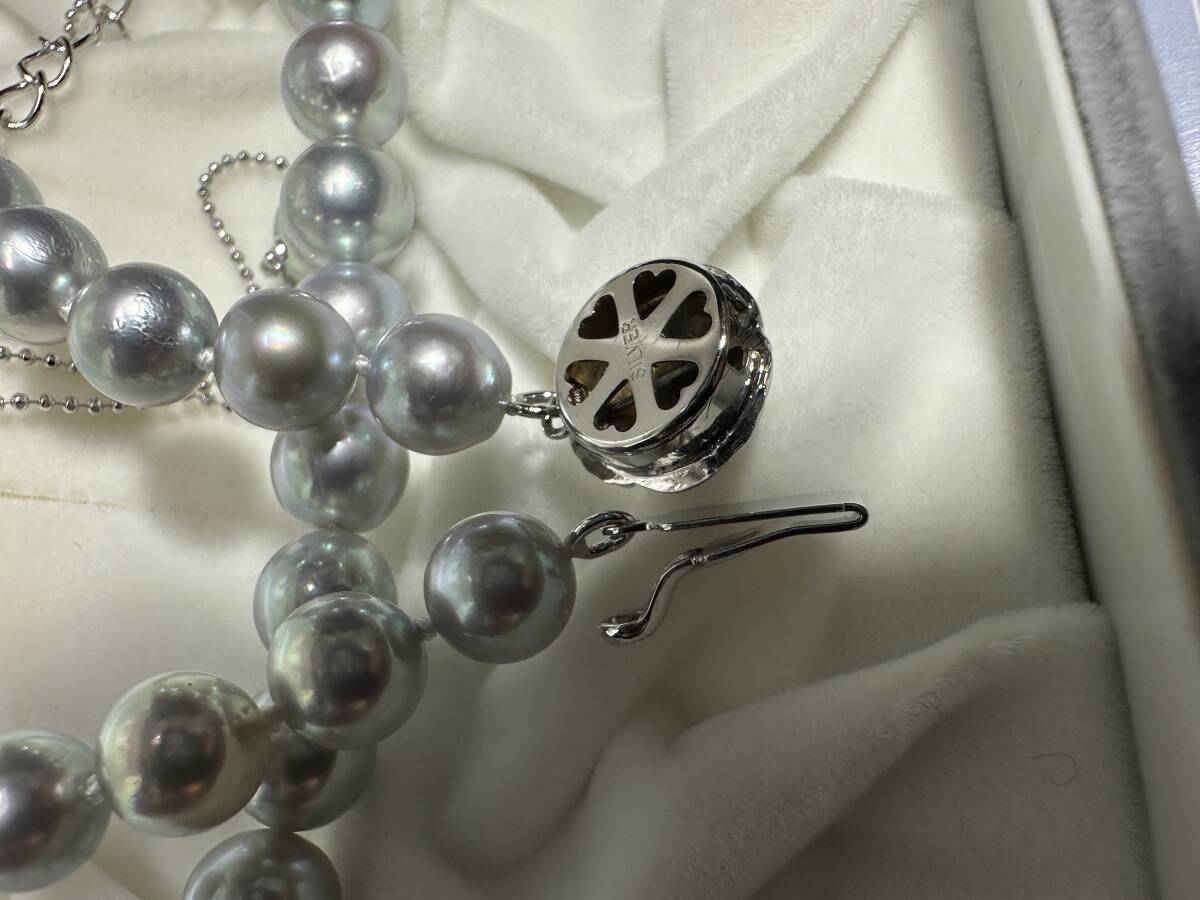 ★コレクター必見！！ 当時物 現状品 鑑定書付き SILVER装飾 アコヤ真珠 ネックレス ケース付き 高級 アクセサリー パール 冠婚葬祭 KZ809_画像4