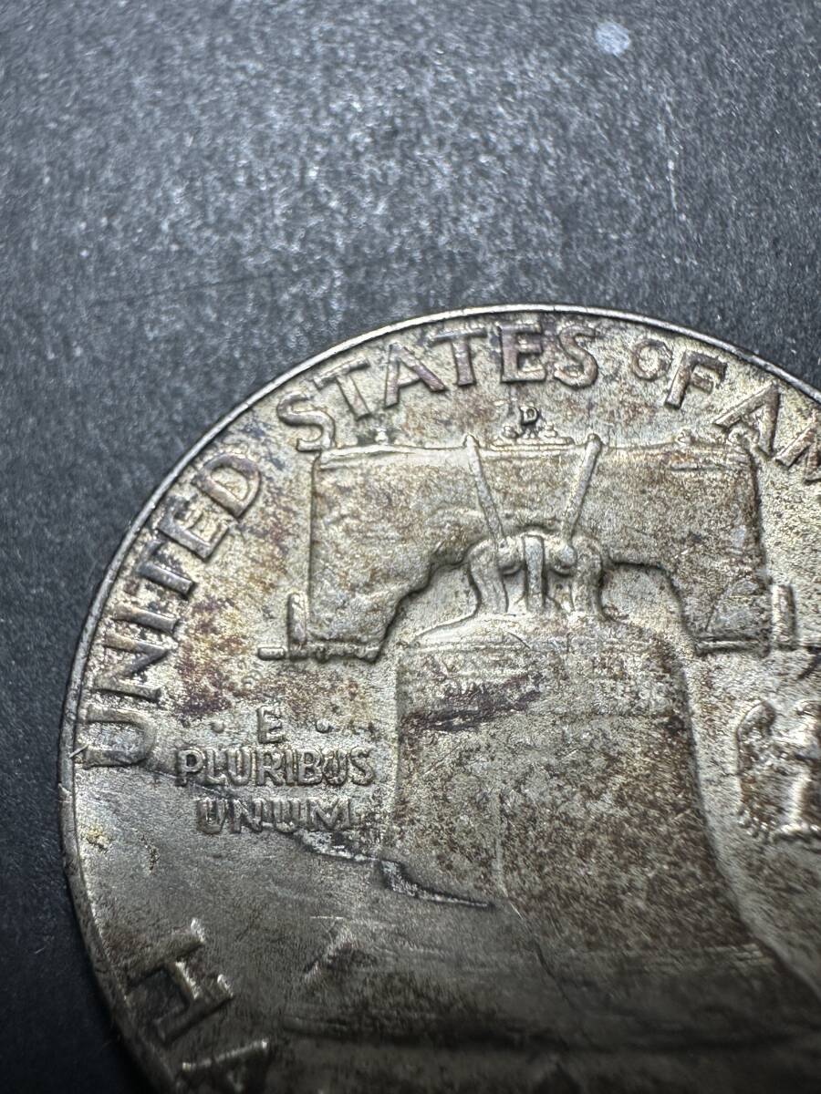 ★コレクター必見！！ 当時物 現状品 アメリカ リバティコイン フランクリン ハーフダラー 銀貨 1958年 50セント コイン ビンテージ KZ772_画像6