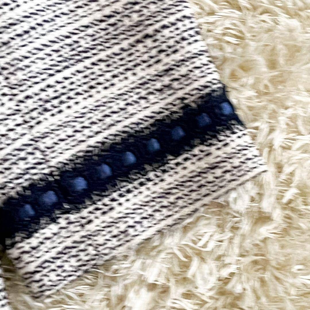 MaxMara STUDIO ノーカラー ジャケット ツイード マックスマーラ ストゥディオ L スタイリッシュ エレガント フォーマル ネイビー ホワイト_画像7