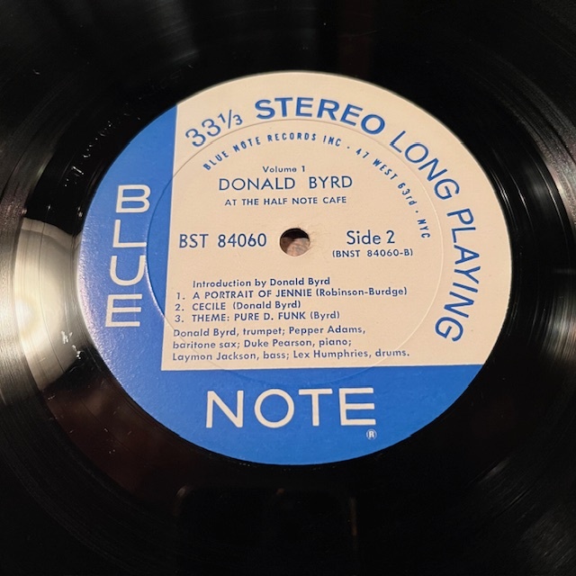 47/63rd NYラベル 9M RVG刻印 BLUE NOTE / DONALD BYRD『AT THE HALF NOTE CAFE VOL.1』ドナルド・バード / PEPPER ADAMS / ブルーノート_画像5