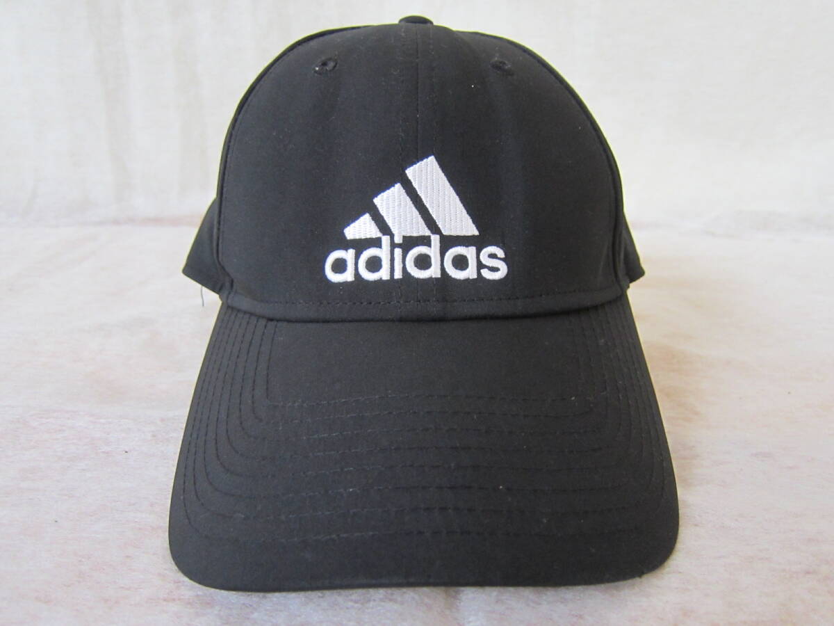 adidas（アディダス）　　キャップ　　黒/白ロゴ ポリエステル　　フリーサイズ　54～57㎝　　ok2510A_画像1