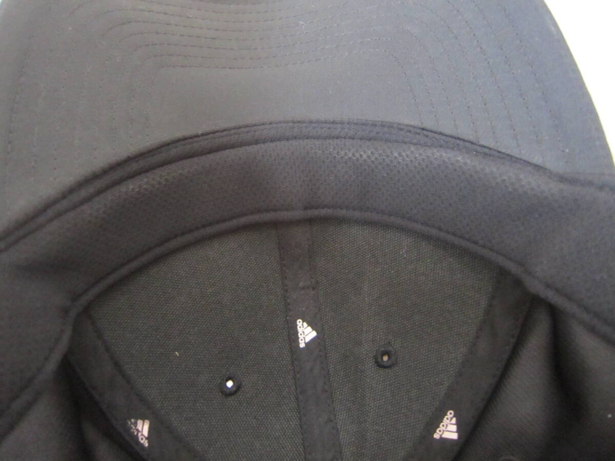 adidas（アディダス）　　キャップ　　黒/白ロゴ ポリエステル　　フリーサイズ　54～57㎝　　ok2510A_画像5