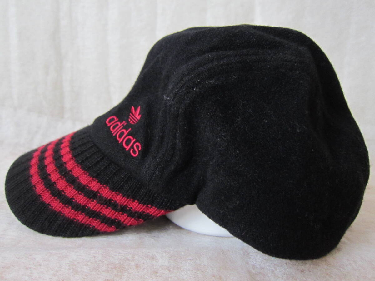 adidas（アディダス）　　秋冬用キャップ　　黒/赤 ウール　　フリーサイズ(57～60㎝)　　ok2510C_画像2