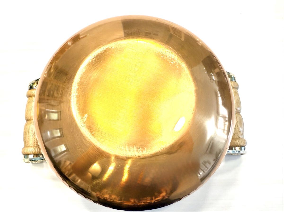 (送料無料)未使用保管品 青柳製作所 純銅製品シリーズ 強化ガラス蓋付き 純銅鍋両手鍋×2点 槌目加工☆17㎝1.7+18㎝2.3☆確認事項有り_画像4