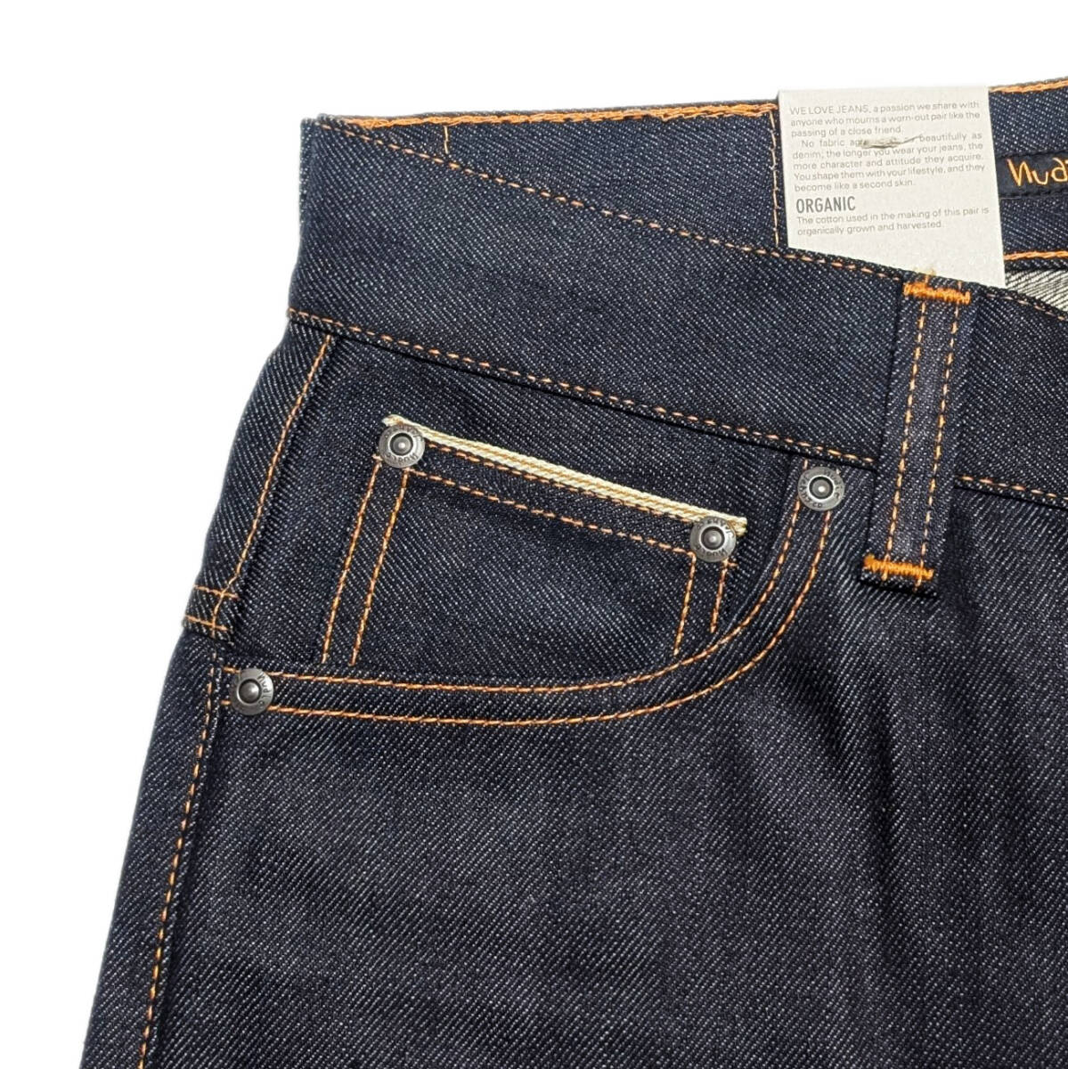 新品未使用 Nudie Jeans THIN FINN DRY ORANGE SELVAGE 赤耳モデル W29 L30 ストレッチデニムパンツヌーディージーンズデニムジーンズ_画像4