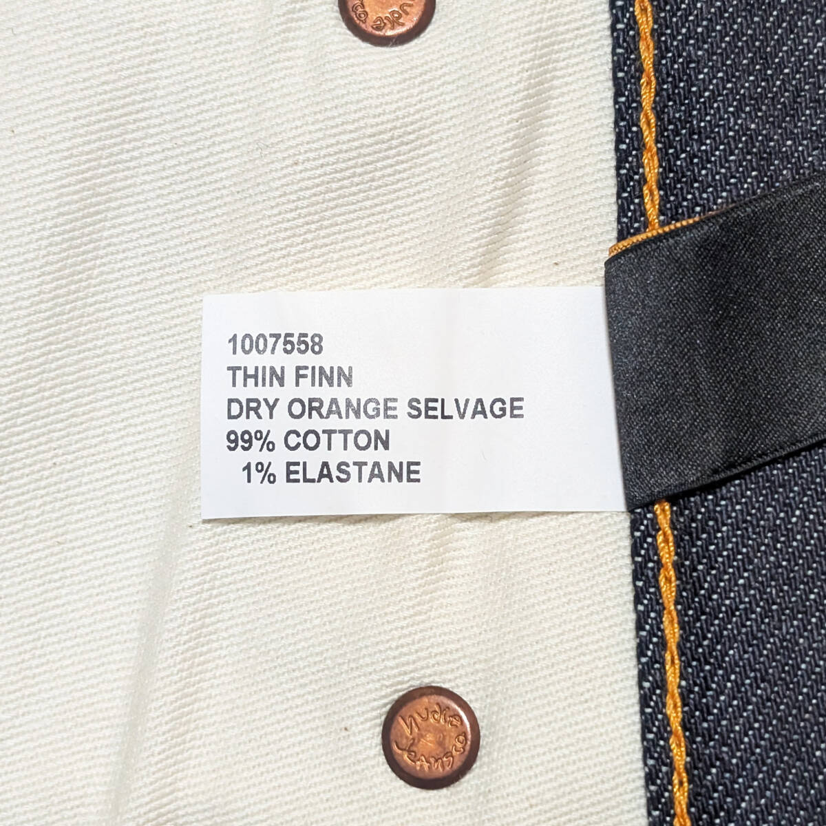 新品未使用 Nudie Jeans THIN FINN DRY ORANGE SELVAGE 赤耳モデル W29 L30 ストレッチデニムパンツヌーディージーンズデニムジーンズ_画像7