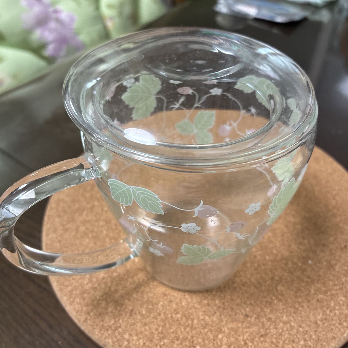 耐熱ガラス マグカップ　蓋付き　セレック？_画像1