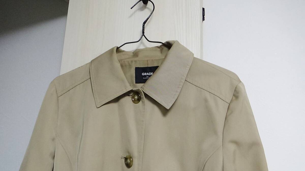 東京スタイル GRADE 13 ★ 秋 薄手 ステンカラー コート ロング ベージュ レディース LL XL グレード アウター ビジネス 通勤_画像2