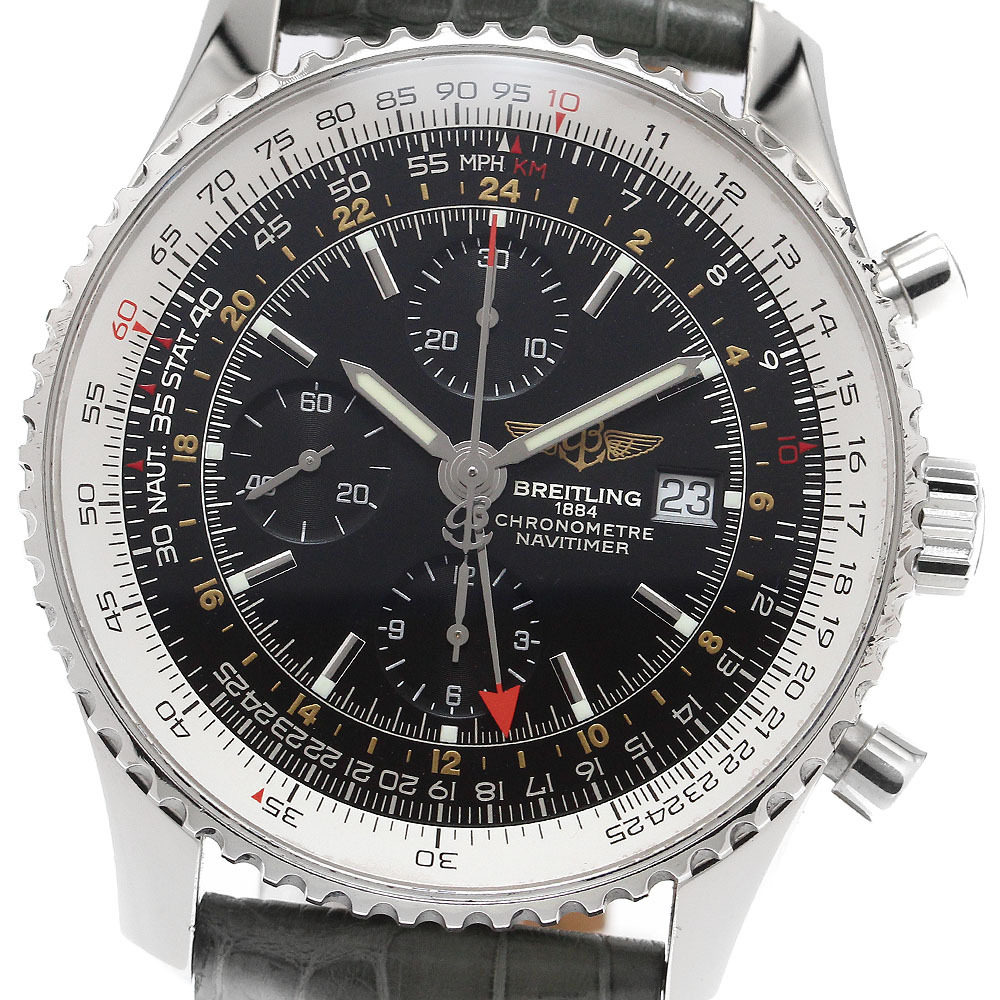 ブライトリング BREITLING A24322 ナビタイマー ワールド クロノグラフ GMT 自動巻き メンズ 良品 保証書付き_914024_画像1
