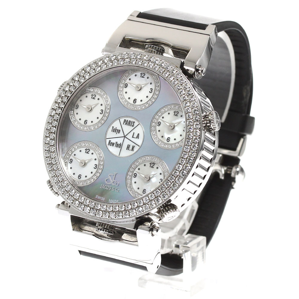 ジェイコブ JACOB&CO 6タイムゾーン ダイヤベゼル デイト クォーツ メンズ _909006_画像2