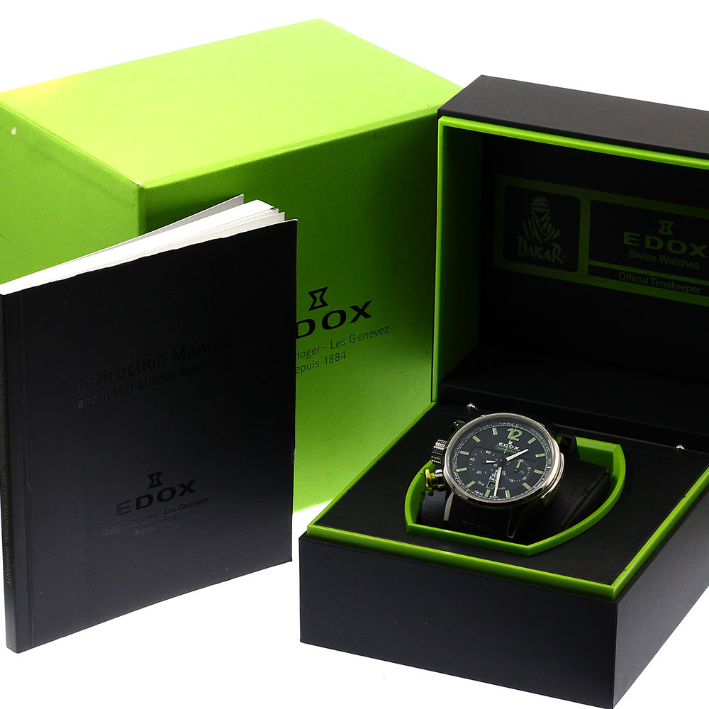 ベルト訳あり エドックス EDOX 10303 クロノラリー クロノダカール 限定1000本 クォーツ メンズ 箱付き_917013_画像2