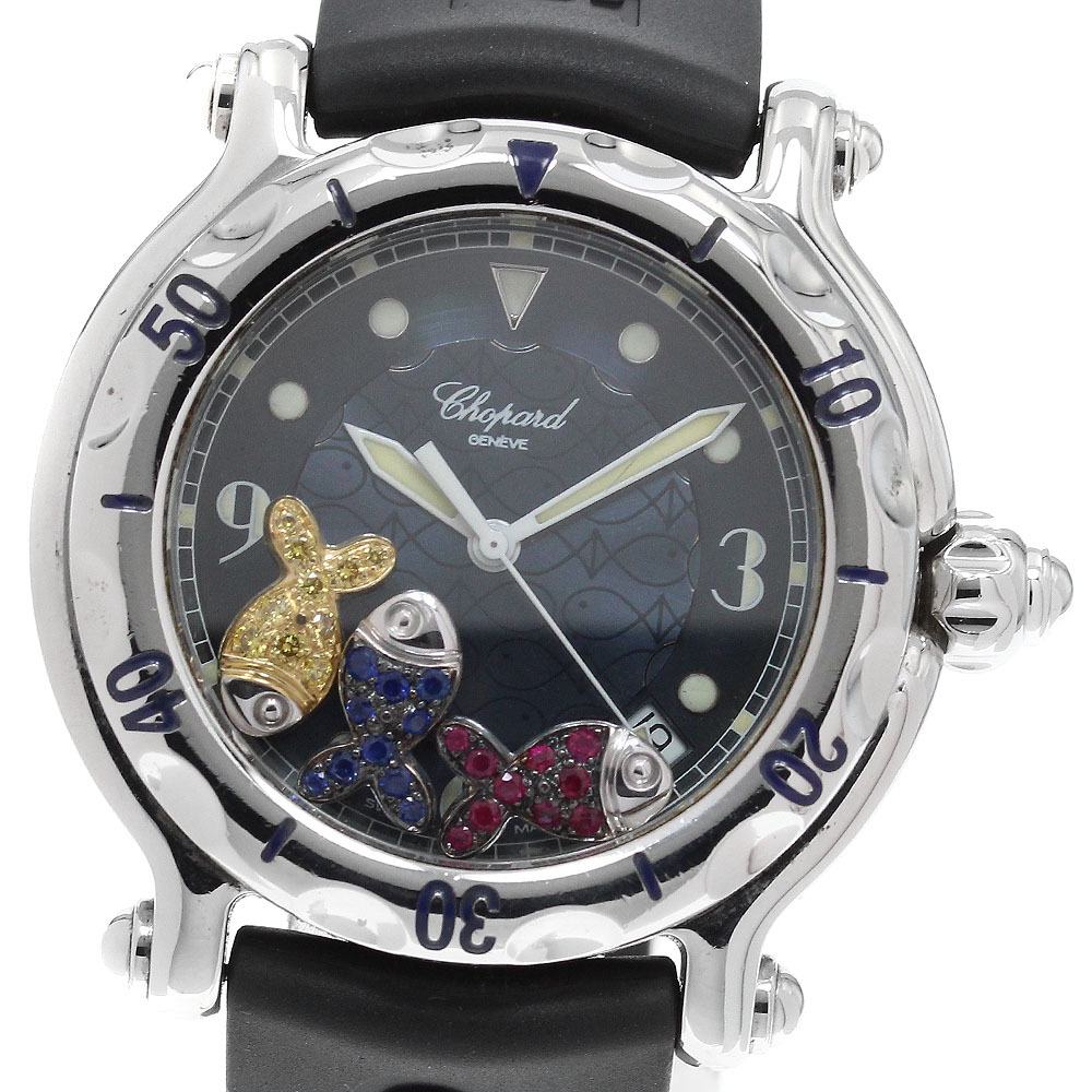 訳あり ショパール Chopard 28/8347/8-402 ハッピースポーツ ハッピーフィッシュ デイト クォーツ メンズ 箱付き_905576_画像1